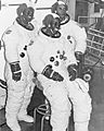 Astronaut candidates Ronald McNair, Guion Bluford, and Frederick Gregory