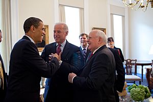 Barack Obama & Joe Biden with Mikhail Gorbachev 3-20.09