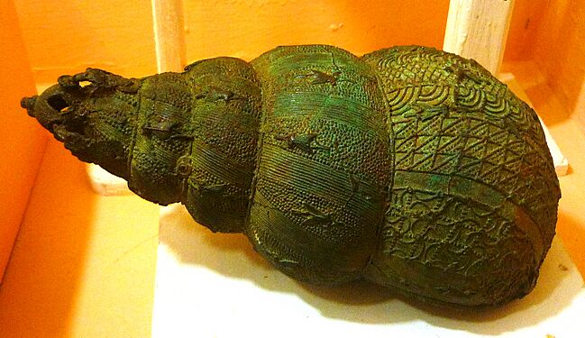 Bronze ceremonial vessel in form of a snail shell, 9th century, Igbo-Ukwu, Nigeria