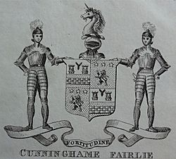 Cunninghame Fairlie of Robertland coat of arms and supporters. George Robertson 1825