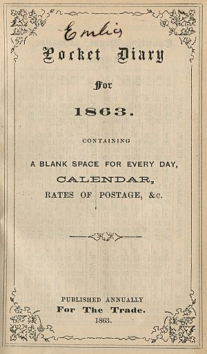 Emilie Davis Pocket Diary Front Cover 1863