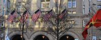 Flags at Trump Hotel and Native American Flag