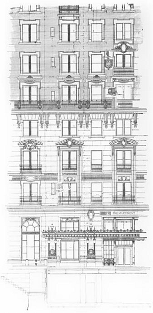 Hotel Martinique (New York City), lower part, 32nd Street elevation