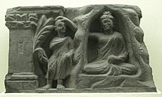 Indian Museum Sculpture - Consolation of Ananda at Gijjhakuta, Jamalgarhi (9220852218)