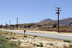The community of Indian Wells, view to the southwest across the southbound lanes of California State Route 14