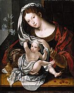 Jan Gossaert - the virgin and child with white lily and cherries