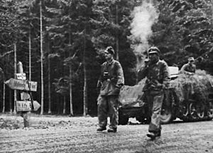 Kampfgruppe Knittel's troops on the road to Stavelot