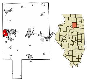 Location of Peru in LaSalle County, Illinois.