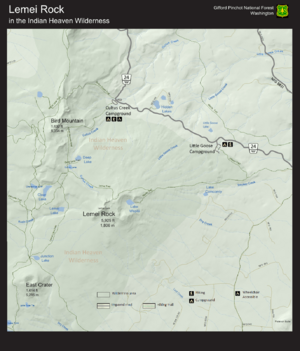 Lemei Rock in the Indian Heaven Wilderness Visitor Map