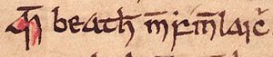 Mac Bethad mac Findlaích (Oxford Bodleian Library MS Rawlinson B 489, folio 41v)