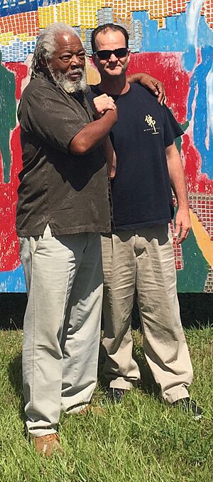 Malik Rahim and Dennis Kyne in Algiers Point New Orleans, 2019
