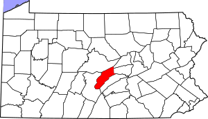 Map of Pennsylvania highlighting Mifflin County
