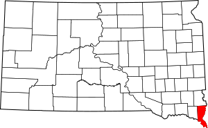 Map of South Dakota highlighting Union County