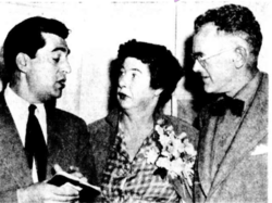 Miss Moya Drying, Claude Bonin-Pissarro (left), Hal Missingham, 1953