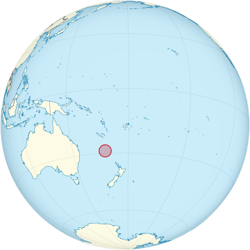 Norfolk Island on the globe (Polynesia centered)