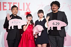 Okja Japan Premiere- Kagawa Teruyuki, Kobayashi Seiran, Ahn Seo-hyun & Bong Joon-ho (37867632194)