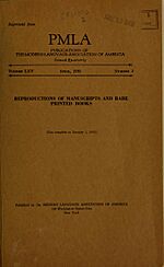 PMLA - Reproductions of Manuscripts and Rare Printed Books - 1950