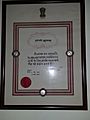 Padmasree award certificate