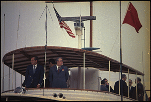 President Nixon and Secretary Brezhnev onboard the USS Sequoia