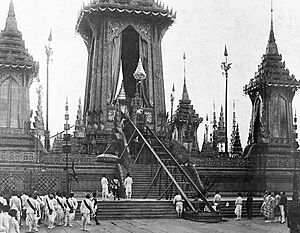 Royal Funerary Urn of King Chulalongkorn on Conveyor to the Funeral Pyre