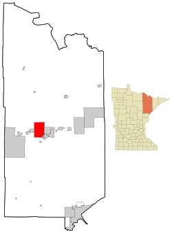 Location of the city of Mountain Ironwithin Saint Louis County, Minnesota