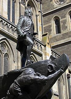 Statue of Matthew Flinders out front of St Paul's Cathedral, Melbourne