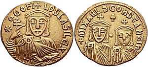 Theophilos, Michael II and Constantine solidus