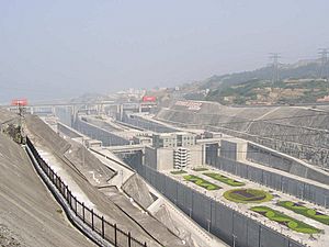 Three gorges dam locks view from vantage point