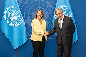 UNGA77 Evelyn Wever-Croes and António Guterres