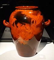 Vase by Albert Robert Valentien, Rookwood Pottery Company, 1893, earthenware with mahogany glaze line - Cincinnati Art Museum - DSC03022