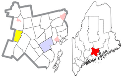Location of Freedom (in yellow) in Waldo County and the state of Maine