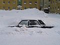 A car under snow in Norilsk