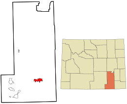 Location in Albany County and the state of Wyoming.