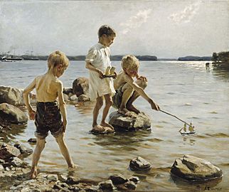 Albert Edelfelt - Boys Playing on the Shore