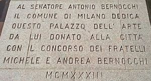 Antonio Bernocchi lapide a suo ricordo in Triennale