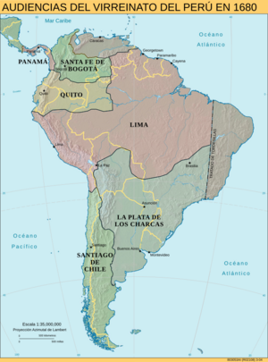 Audiencias del Virreinato del Perú en 1680