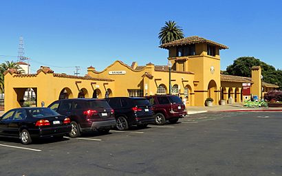 Burlingame station from parking lot, August 2018.JPG