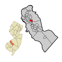 Lawnside highlighted in Camden County. Inset: Location of Camden County in the State of New Jersey.