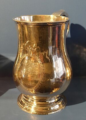 Cann marked by Jacob Hurd (1702-1758), Boston, 1730-1740, silver - Concord Museum - Concord, MA - DSC05697