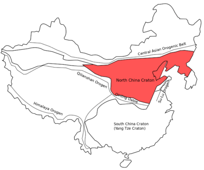 China, North Korea, and South Korea map with craton and tectonic elements final 3