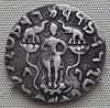 Coin of Azilises showing Gaja Lakshmi standing on a lotus 1st century BCE.jpg