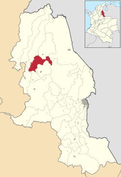 Location of the municipality and town of San Calixto in the Norte de Santander Department of Colombia.