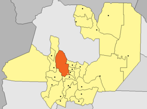 Rosario (yellow dot) within the homonymous department (red) and Salta Province