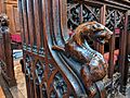 Detail of a pew around the altar in St James Church, Louth