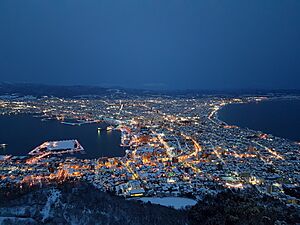 Evening view of Hakodate city from Mount Hakodate