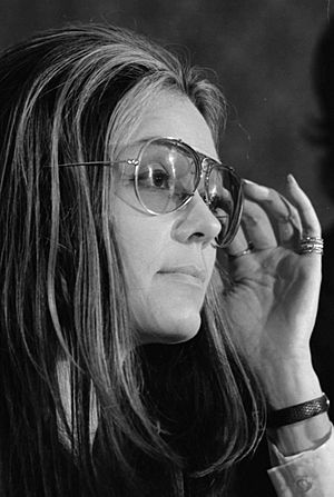 Gloria Steinem at news conference, Women's Action Alliance, January 12, 1972
