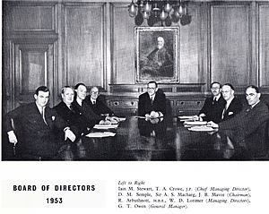Iain M Stewart, (on left) director, at North British Locomotive company board meeting Glasgow 1953