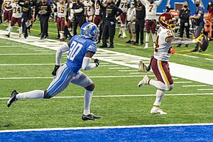 Jeff Okudah Antonio Gibson WFT vs Lions NOV2020 (cropped)