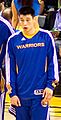 Jeremy Lin in Warriors line up pregame vs Pistons 1