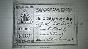 Legitymacja członkowska TMRF z 1914